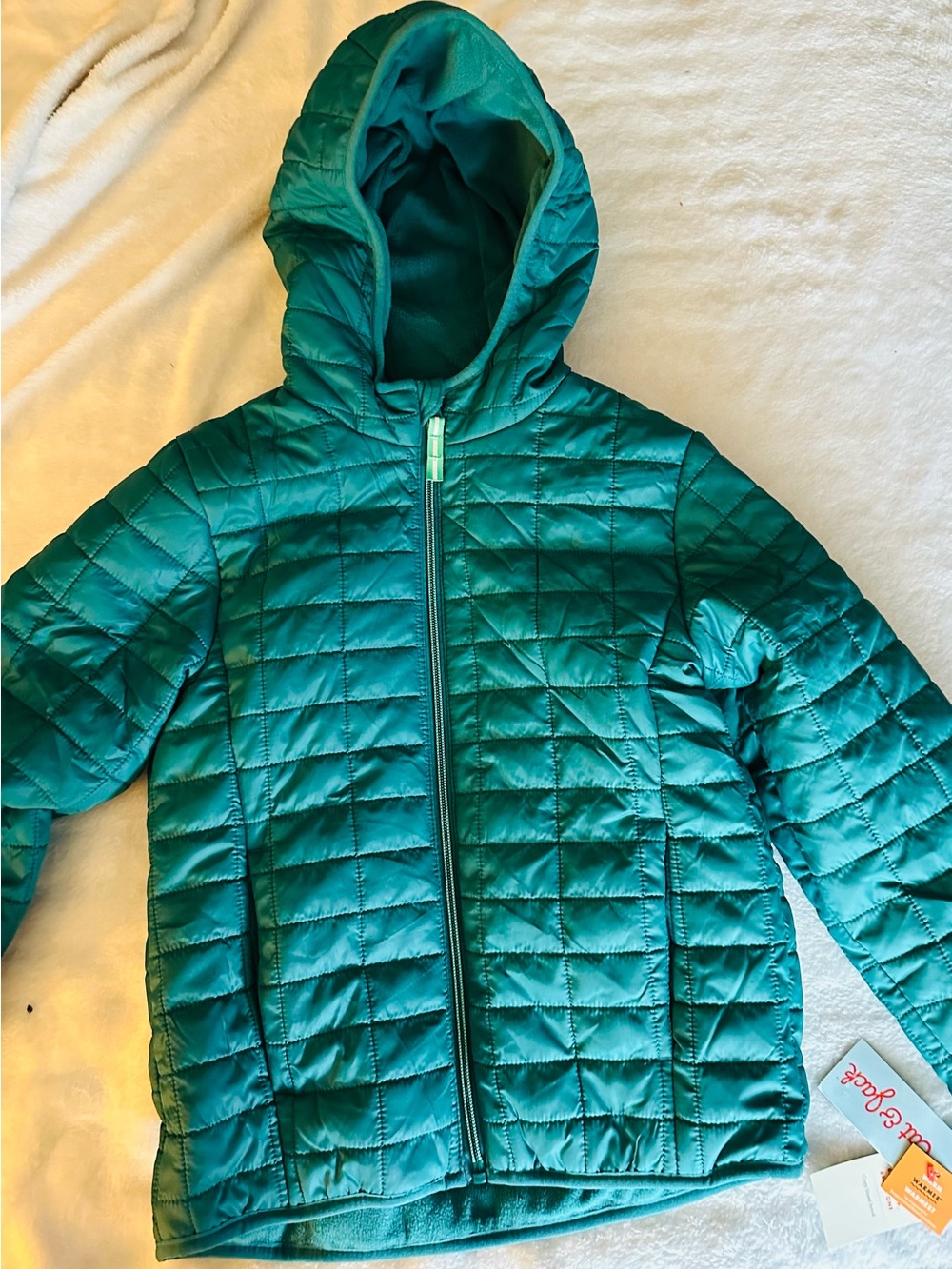 Cat & Jack Teal Kids Jacket Label with Orange Logo